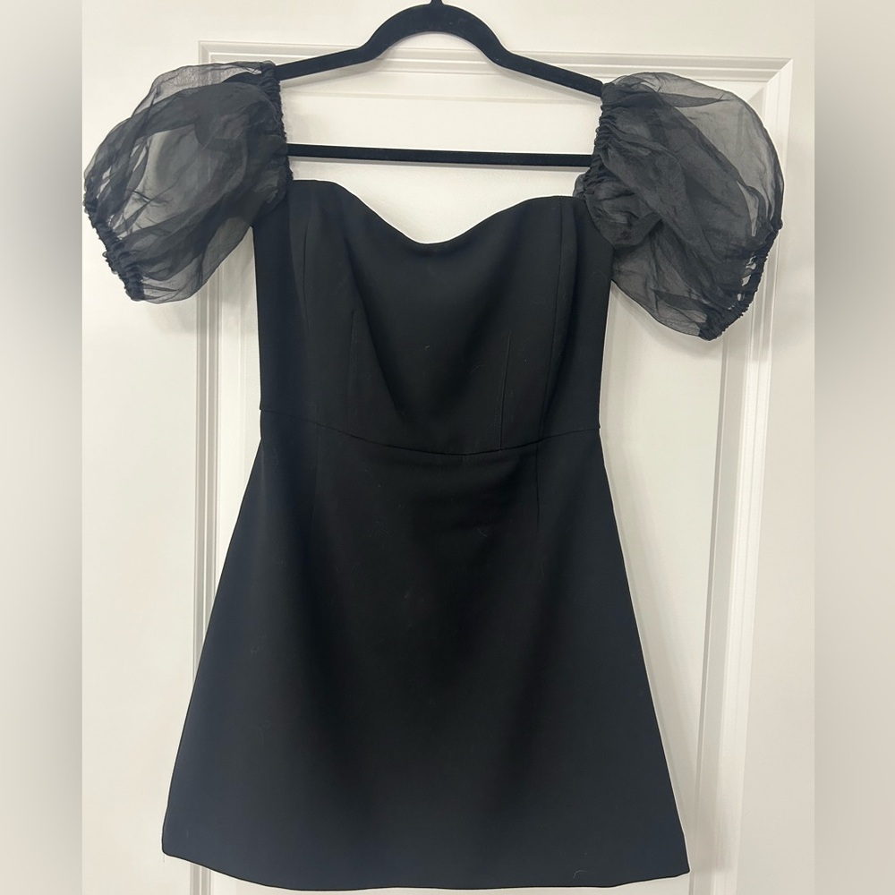 French connection whisper organza puff sleeve dress size 2